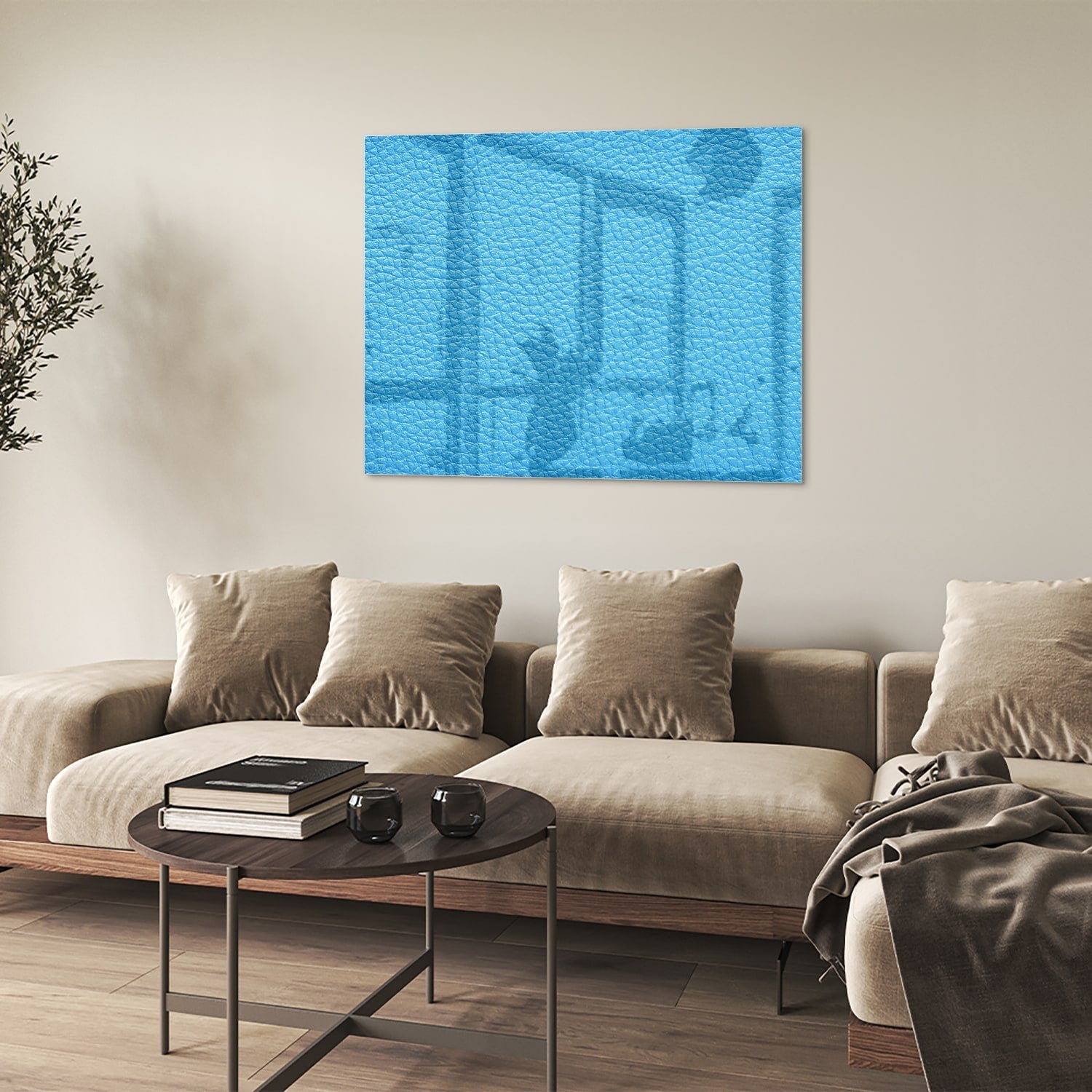 Modernes blaues Glasbild für ein stilvolles Interieur