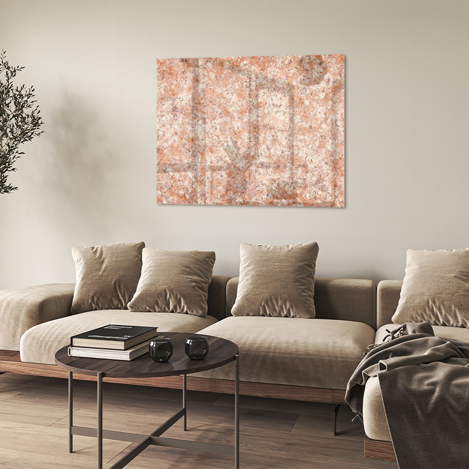 Glasbild in sanftem Rosa und Gold