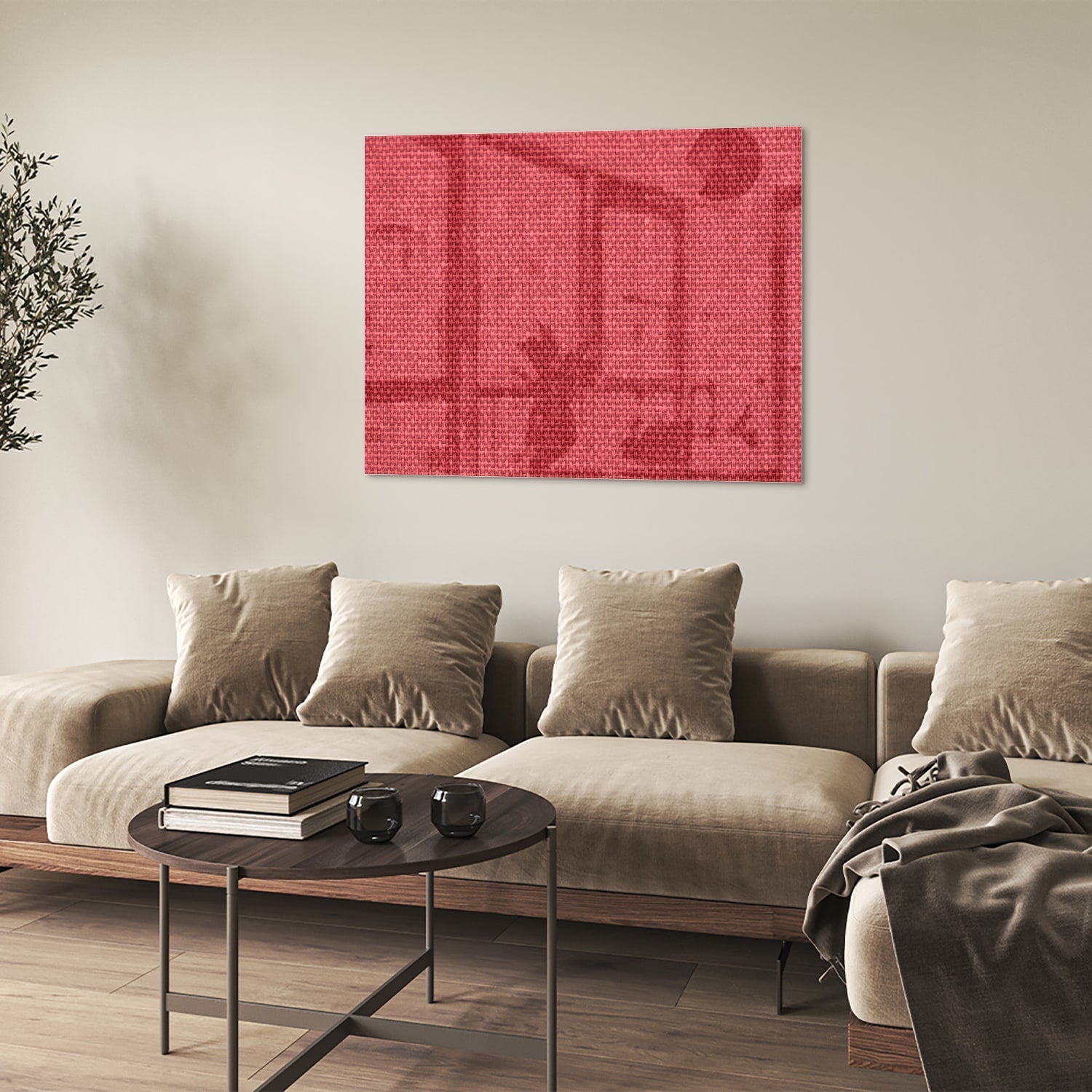 Modernes Glasbild in klarem Rot