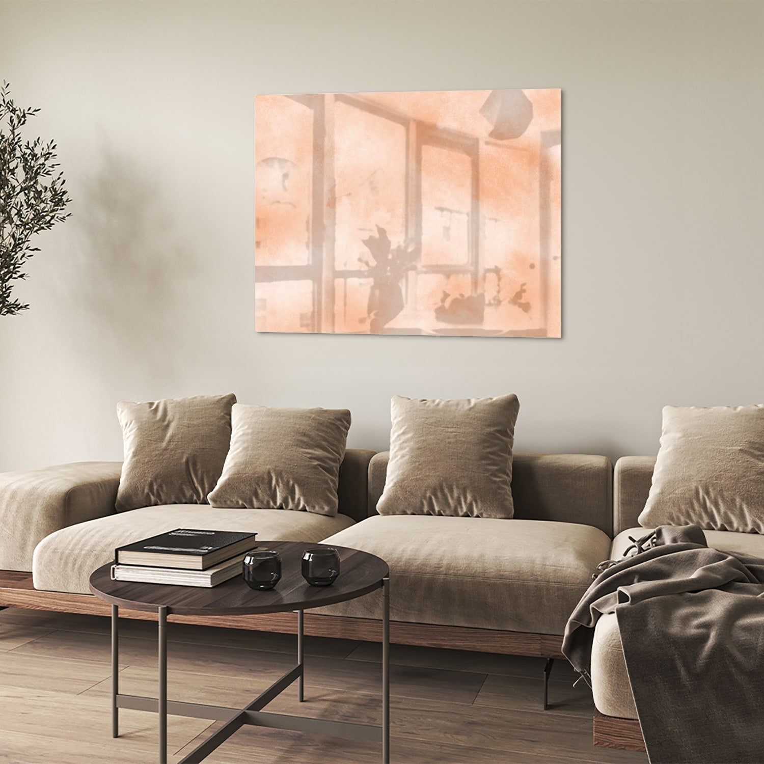 Glasbild in warmen Farbtönen für ein elegantes Interieur