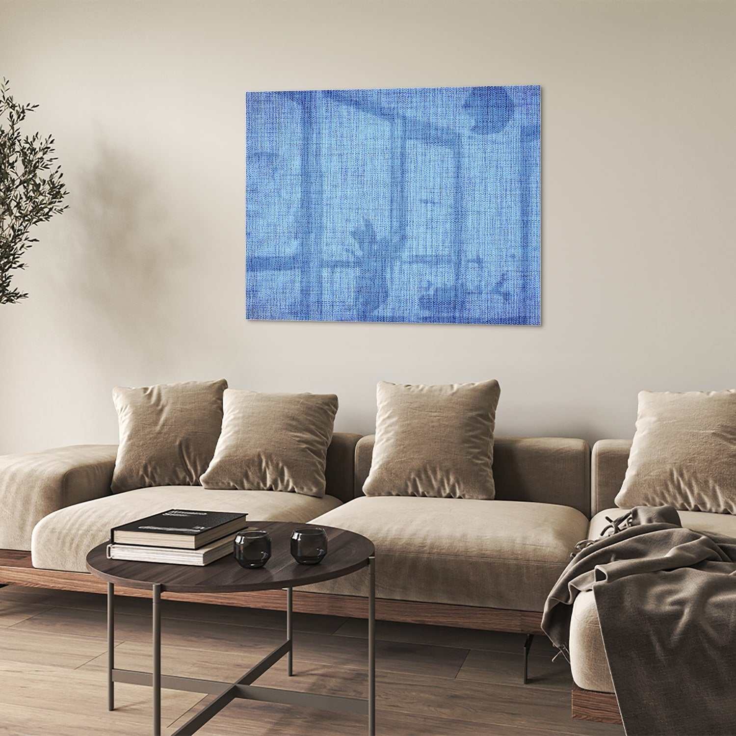 Elegantes blaues Glasbild für moderne Innenräume