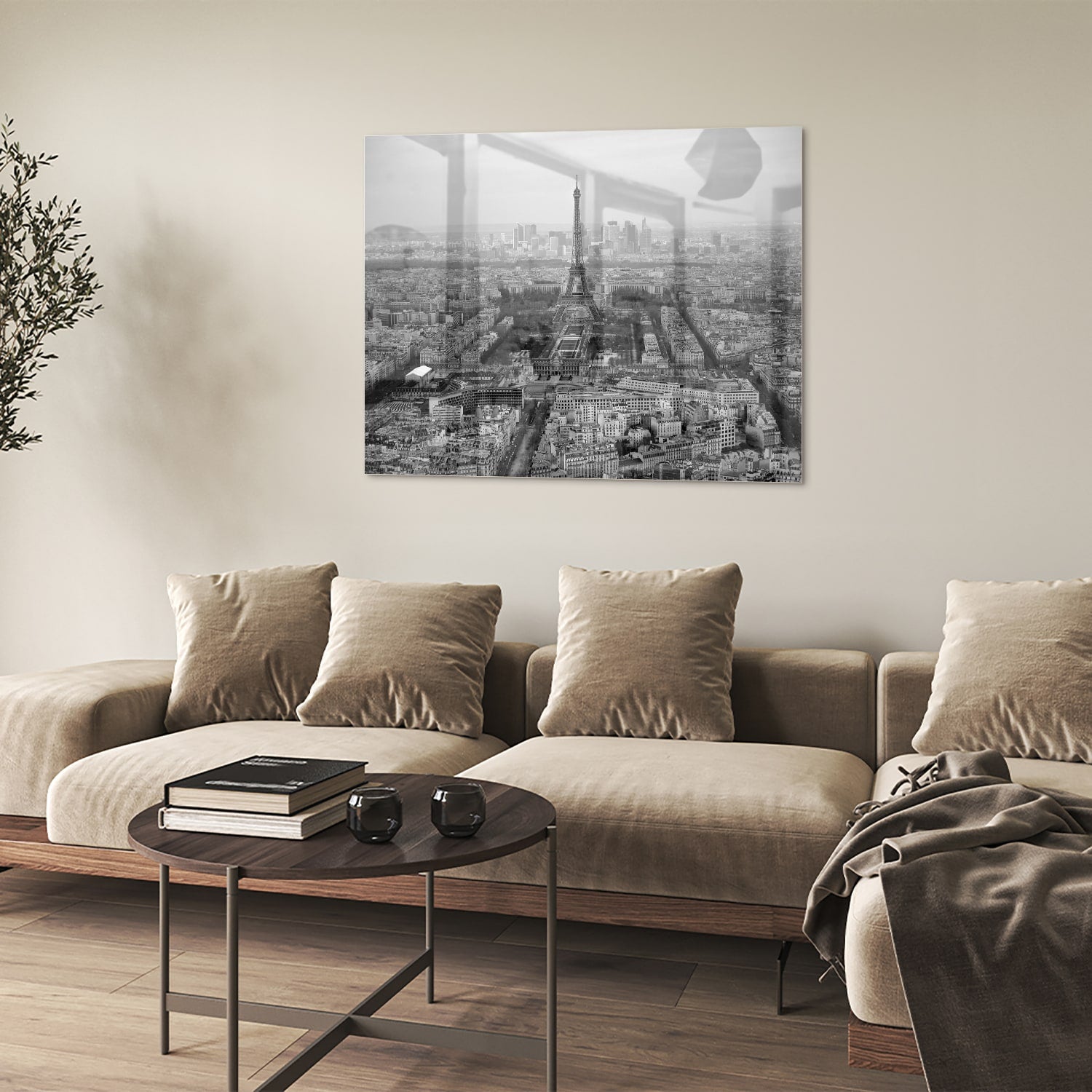 Schwarz-Weiß-Glasbild mit Paris-Motiv