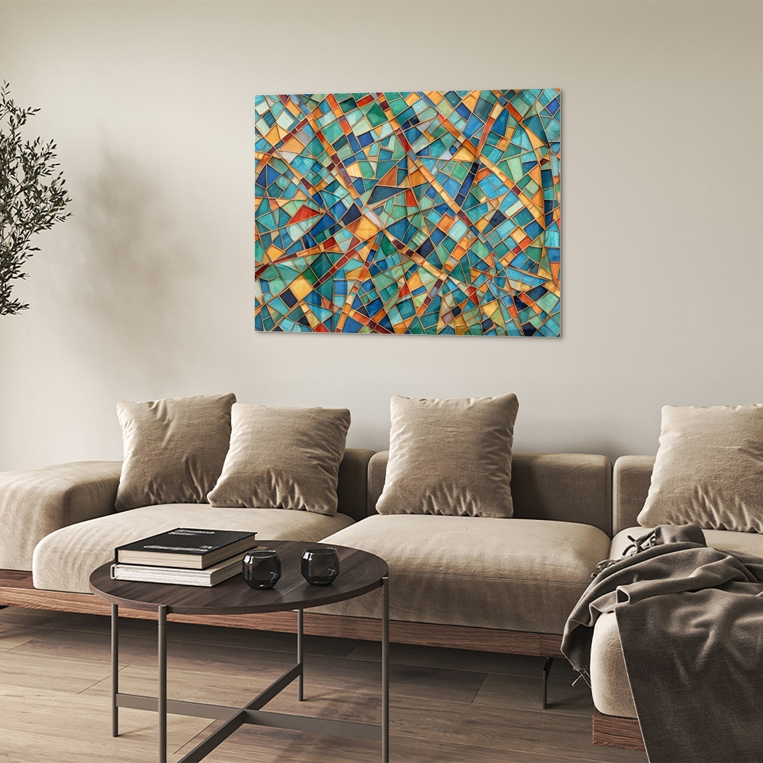 Farbenfrohes abstraktes Glasbild für Ihr Interieur