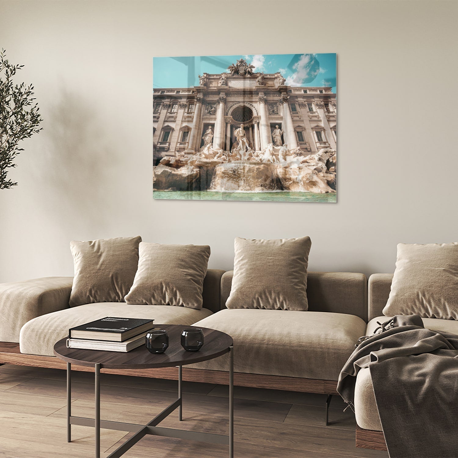 Glasbild mit dem Trevi-Brunnen in Rom