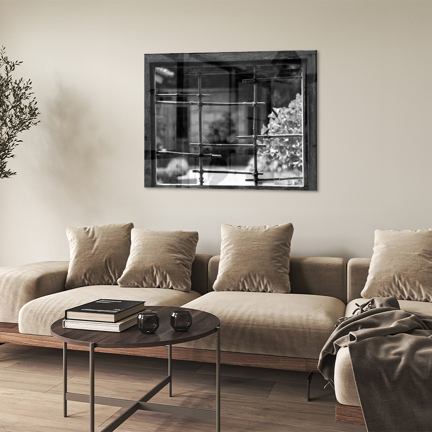 Modernes Glasbild mit Fensterblick