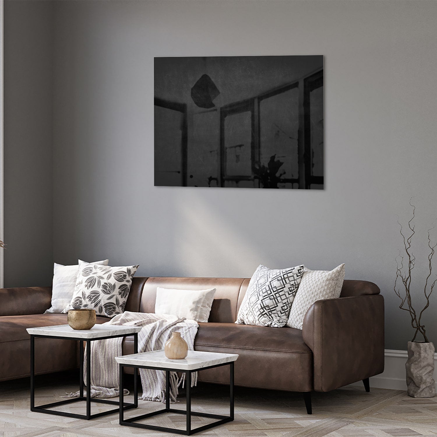 Elegantes schwarzes Glasbild für stilvolle Innenräume