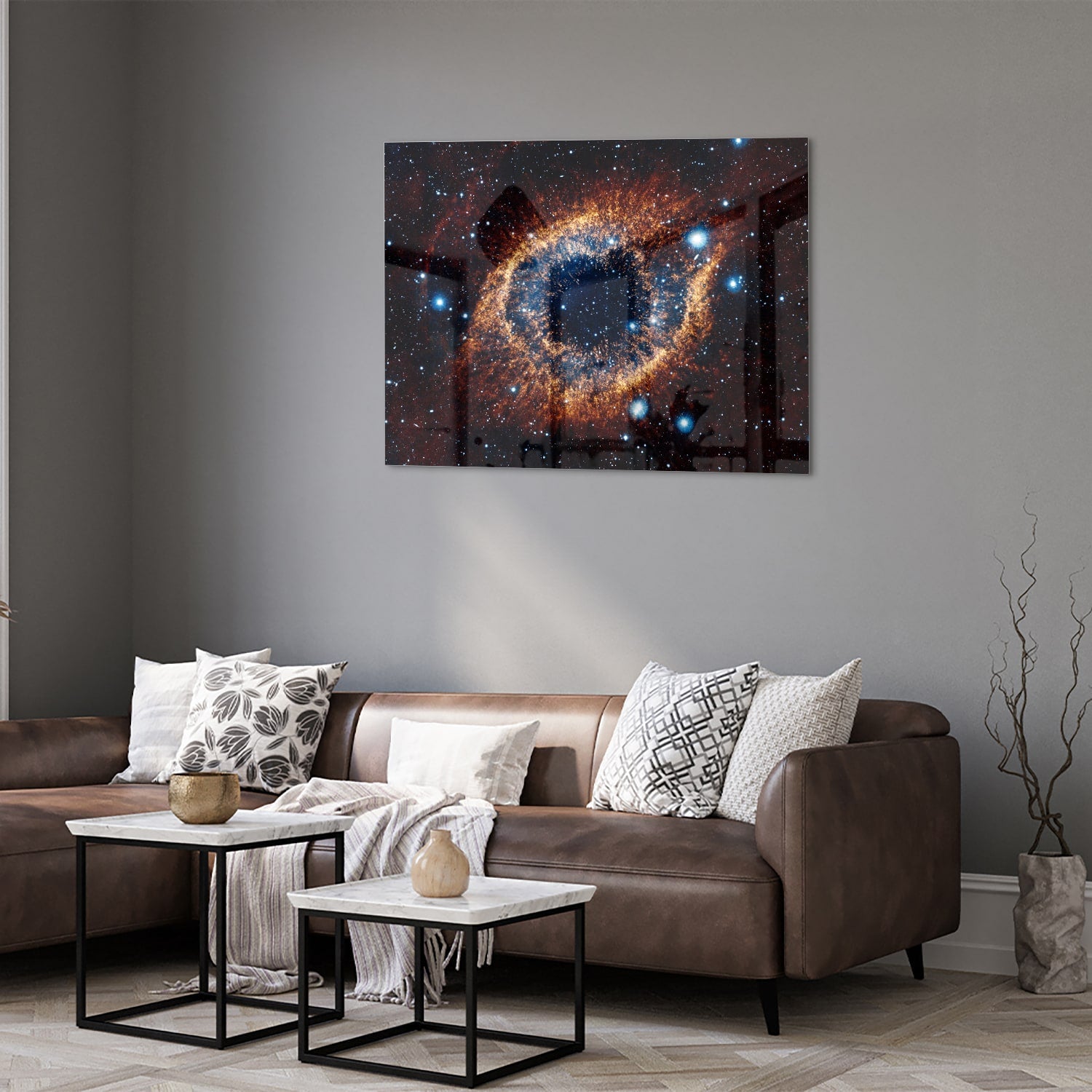 Kosmisches Glasbild mit Galaxie