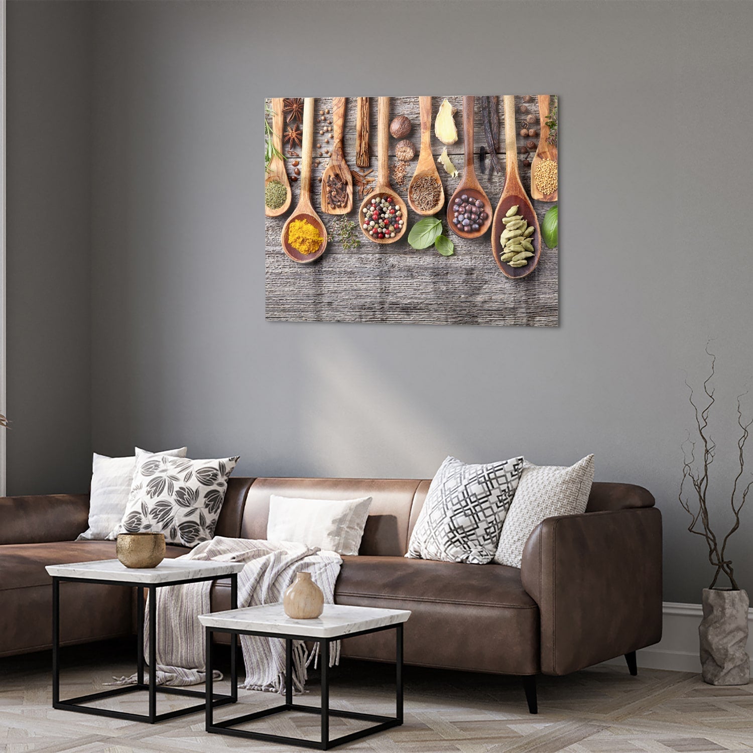Glasbild mit natürlichen Rezepten im Löffel-Design