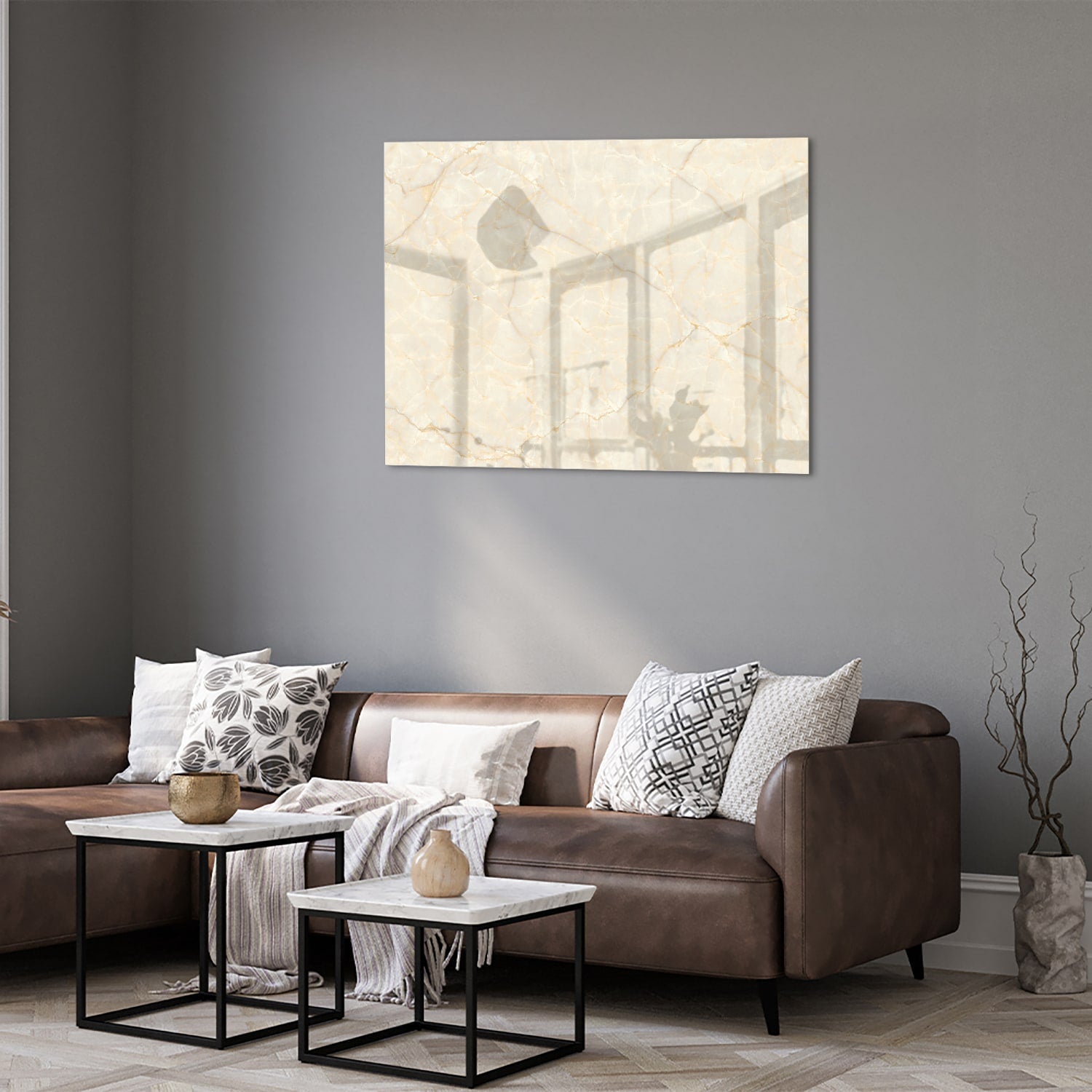 Elegantes Glasbild mit Marmormotiv