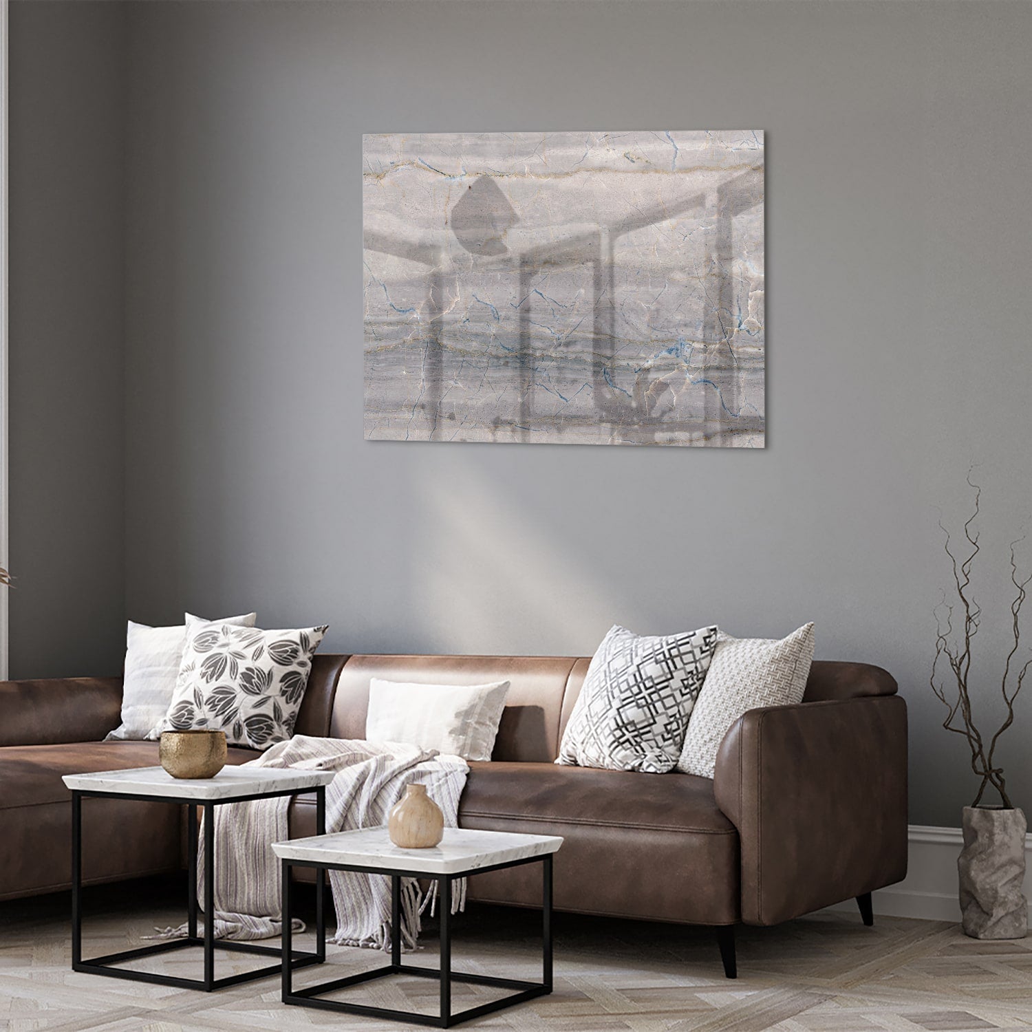 Elegantes Glasbild mit Erdtönen