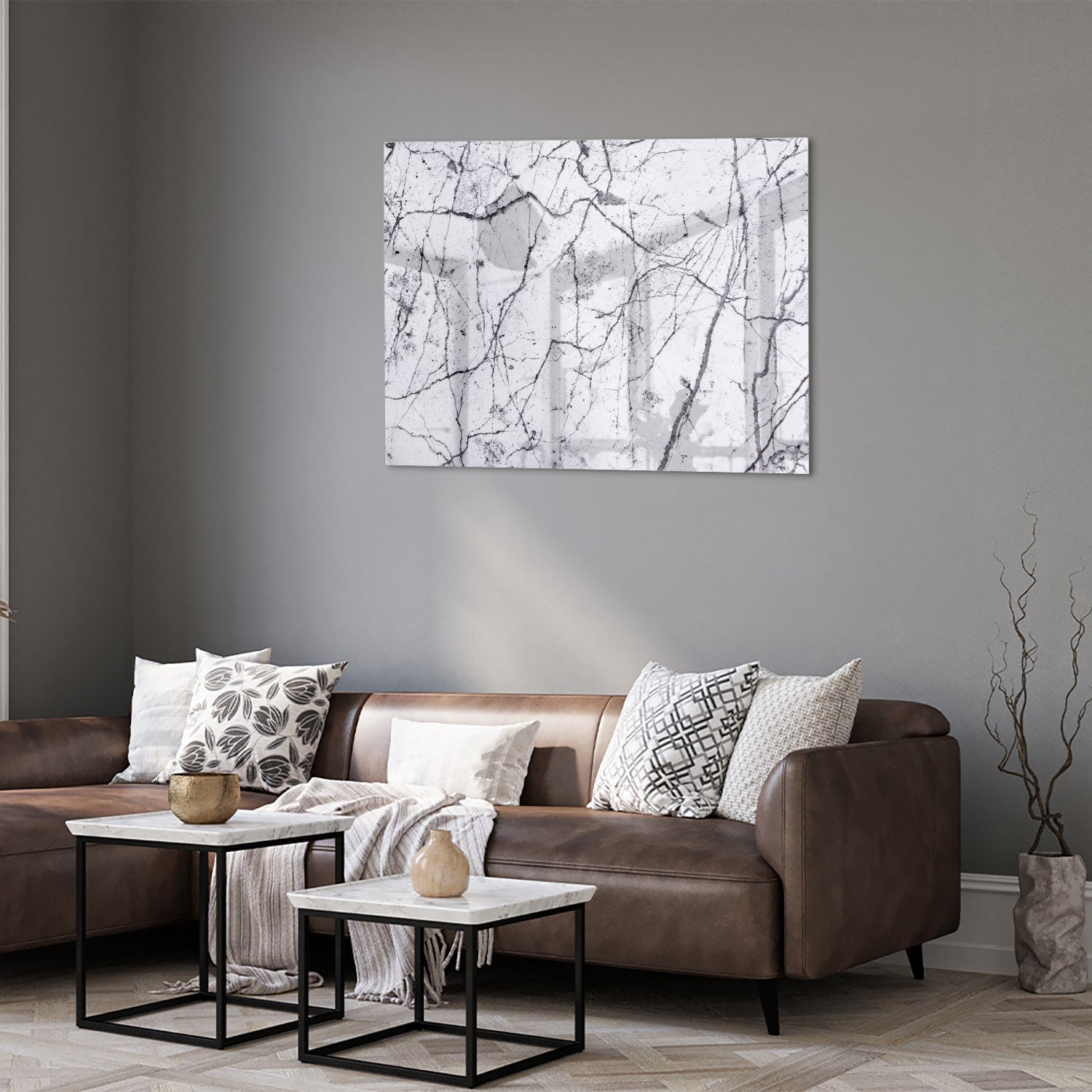Glasbild mit abstrakter Aststruktur