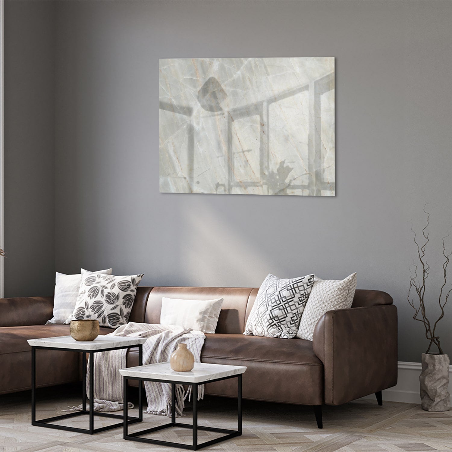 Glasbild mit abstrakter Marmoroptik
