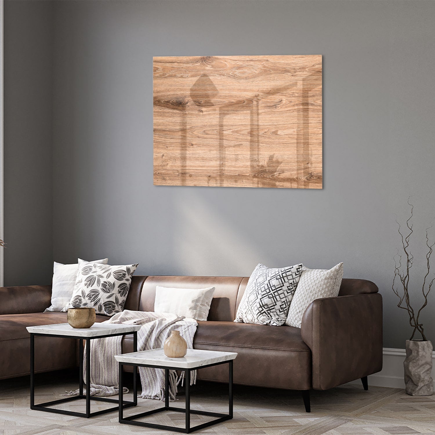 Rustikales Glasbild mit Holzoptik