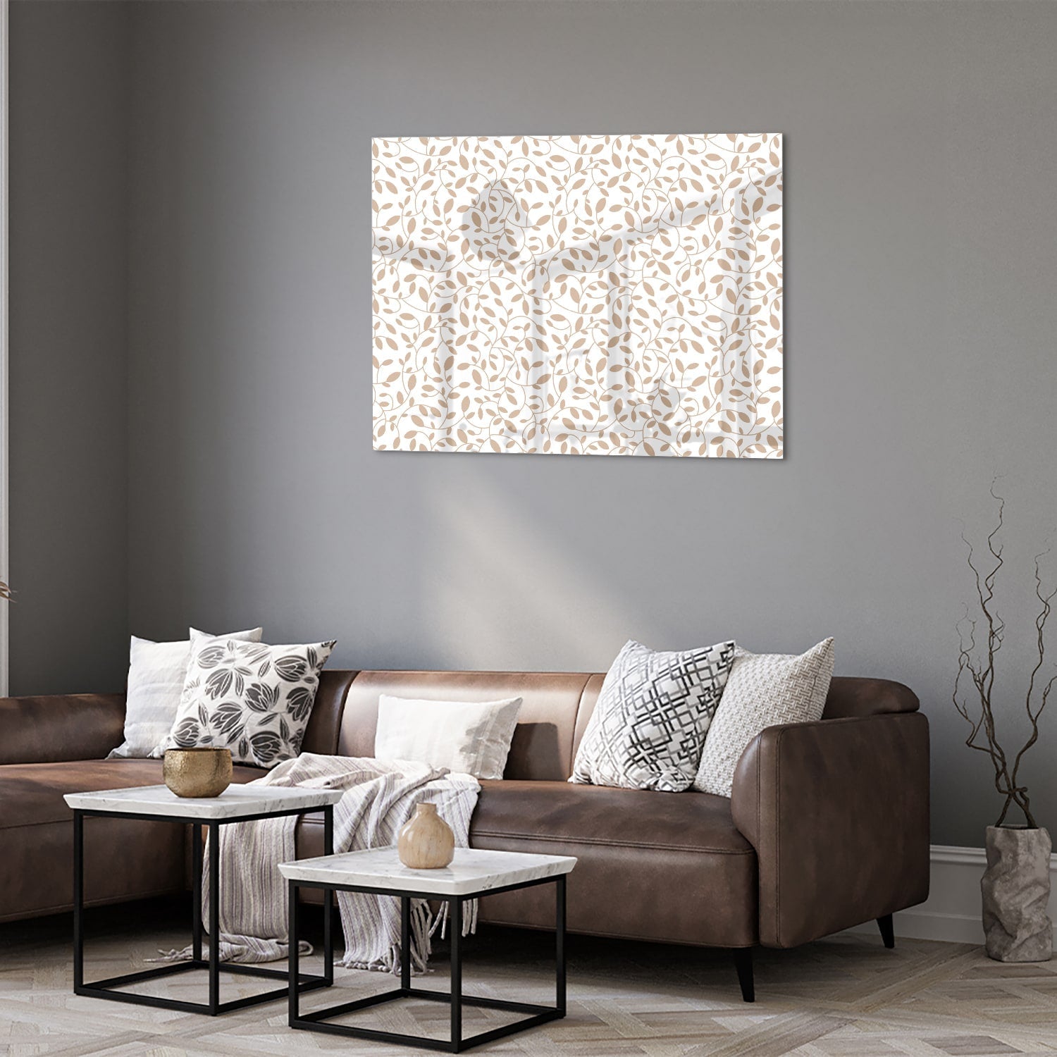 Elegantes Glasbild mit Blattmuster