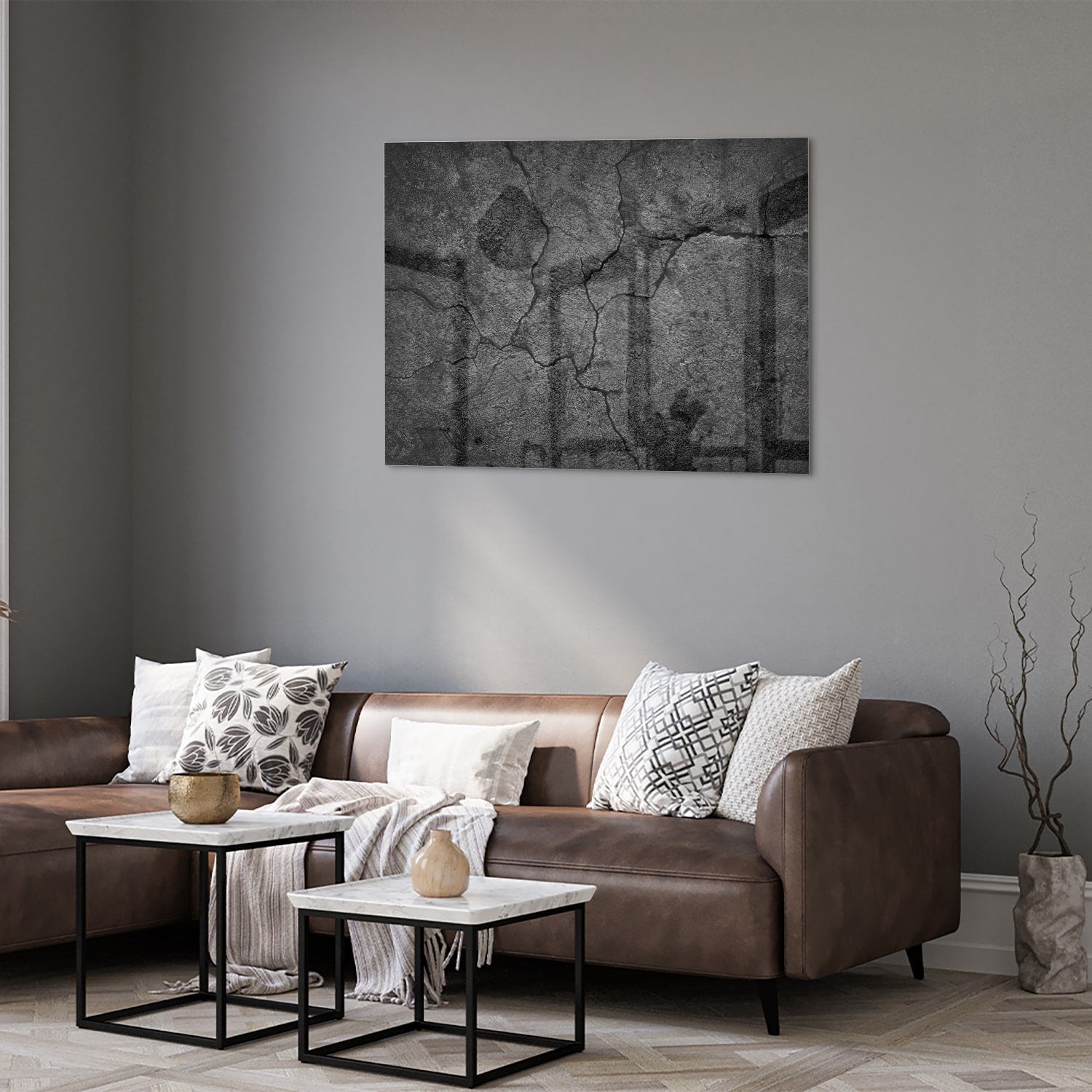 Modernes Glasbild mit abstrakter Struktur
