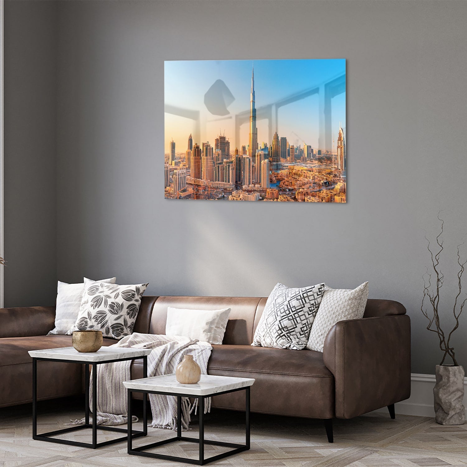 Modernes Glasbild mit Skyline Dubai
