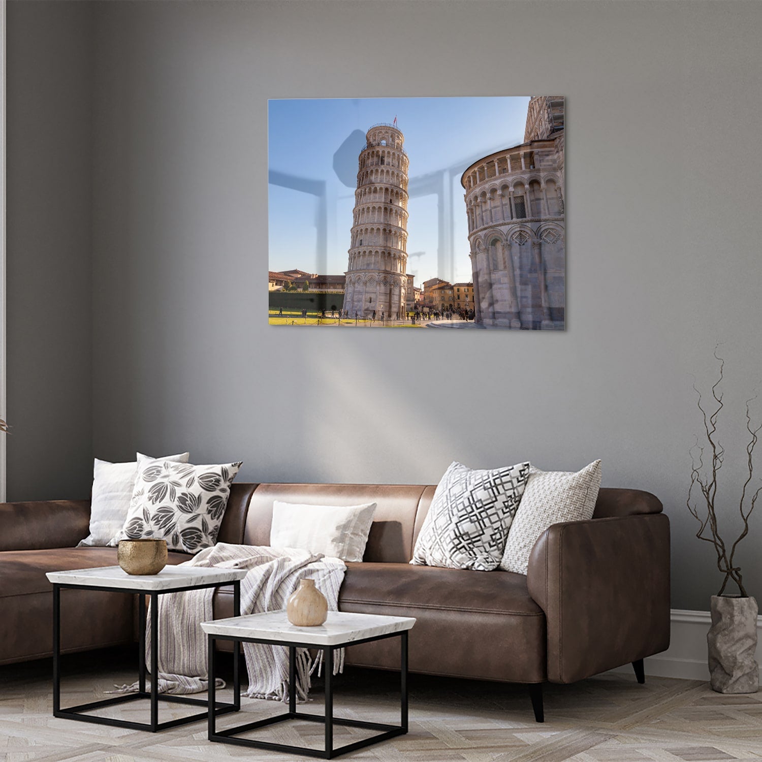 Glasbild mit dem Schiefen Turm von Pisa