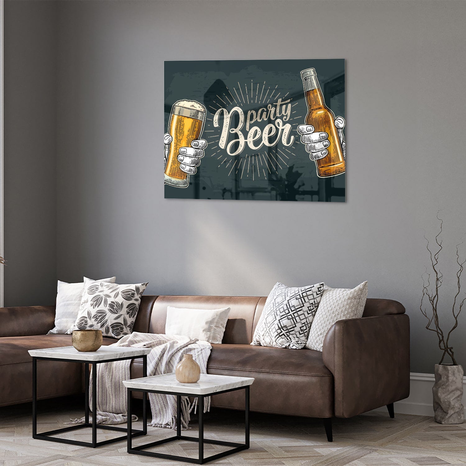 Festliches Glasbild mit Bier