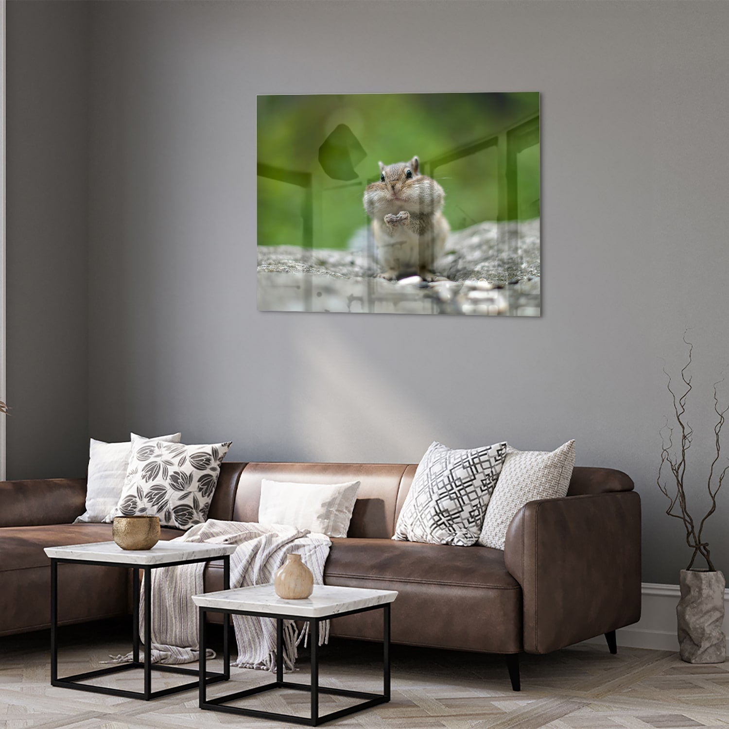 Niedliches Glasbild mit Eichhörnchen