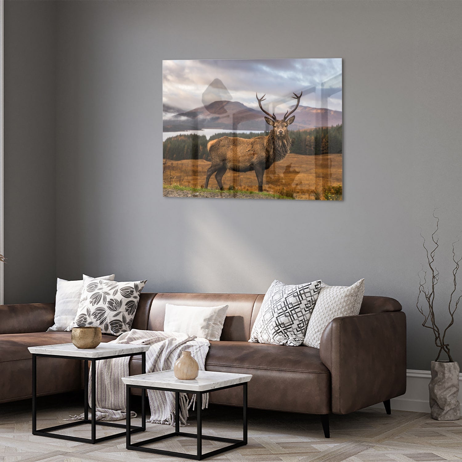 Glasbild mit majestätischem Hirsch