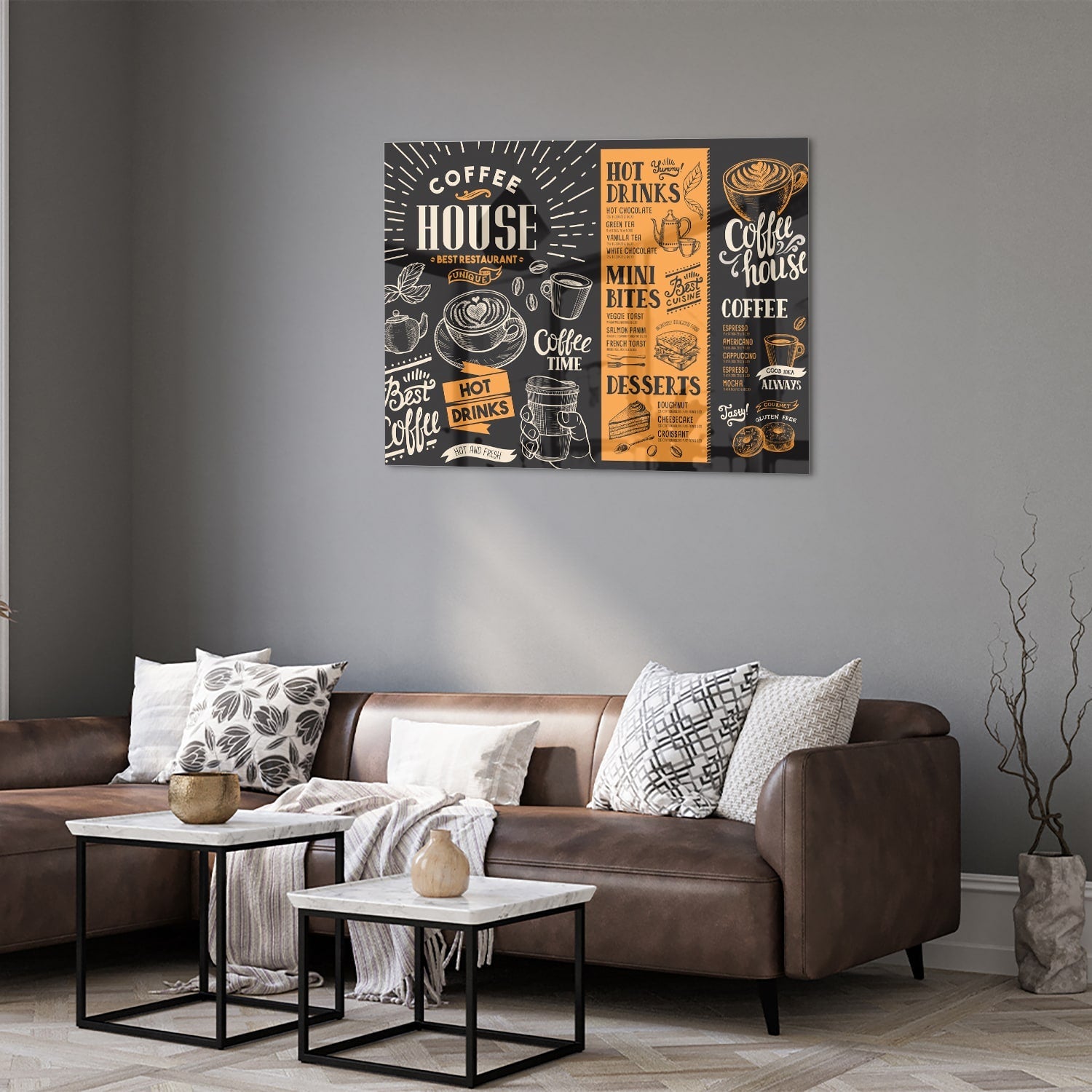 Glasbild – Vintage Coffee-House