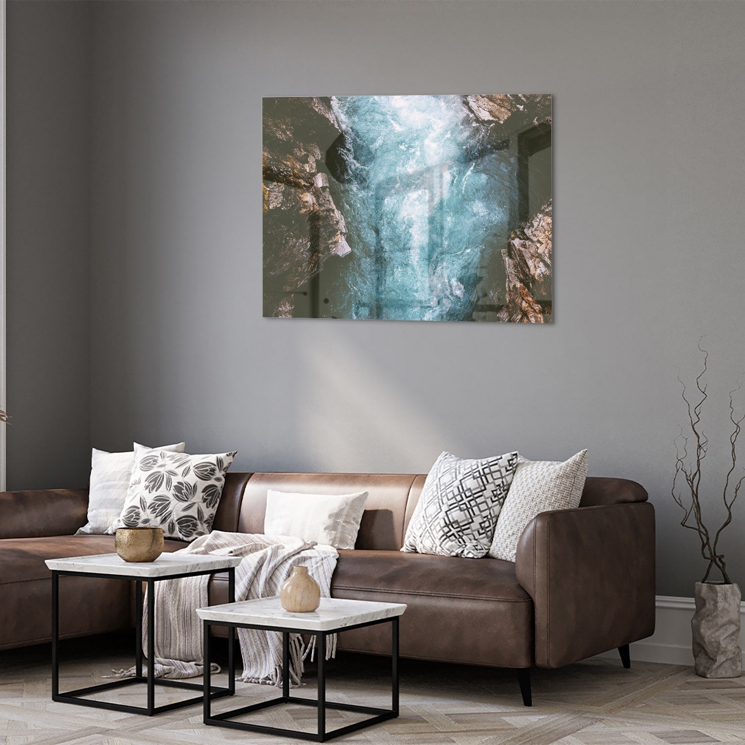Glasbild mit klarem Bergwasser