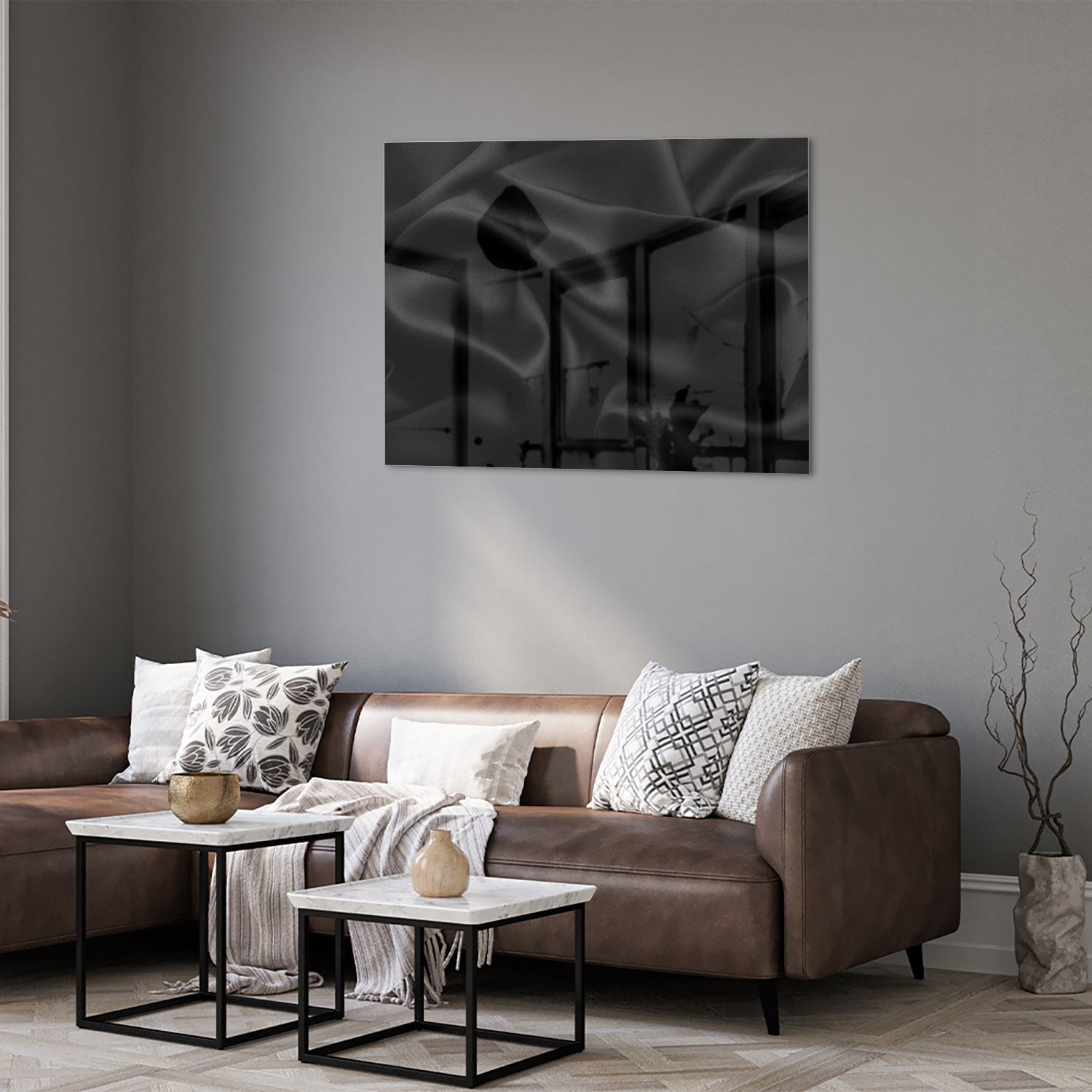Elegantes schwarzes Glasbild für moderne Innenräume