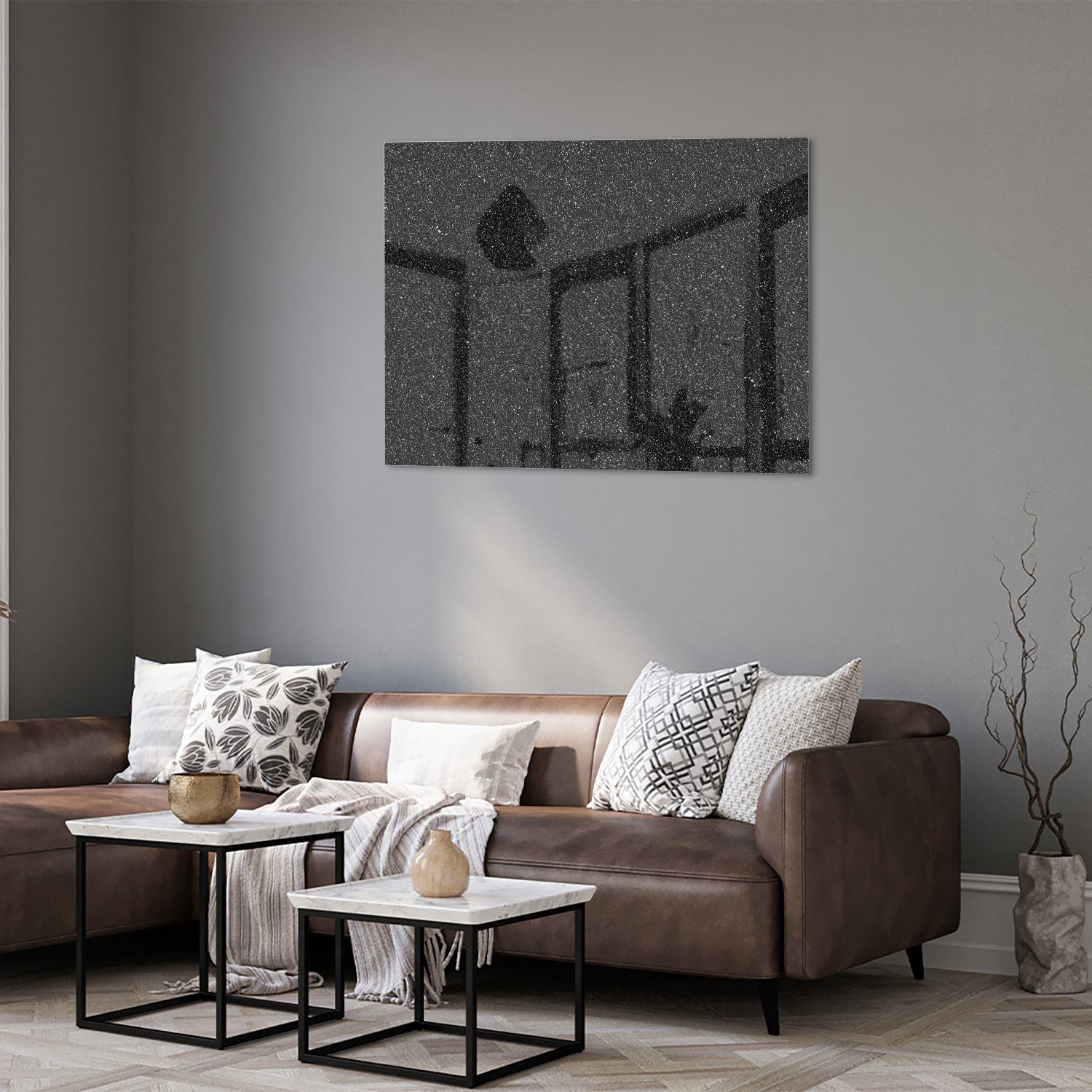 Elegantes schwarzes Glasbild für moderne Innenräume