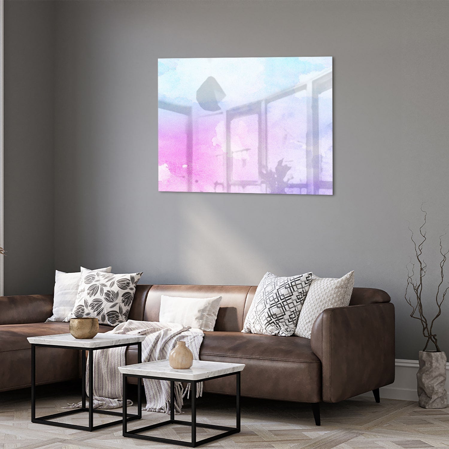 Raffiniertes Glasbild mit violetten Farbtönen