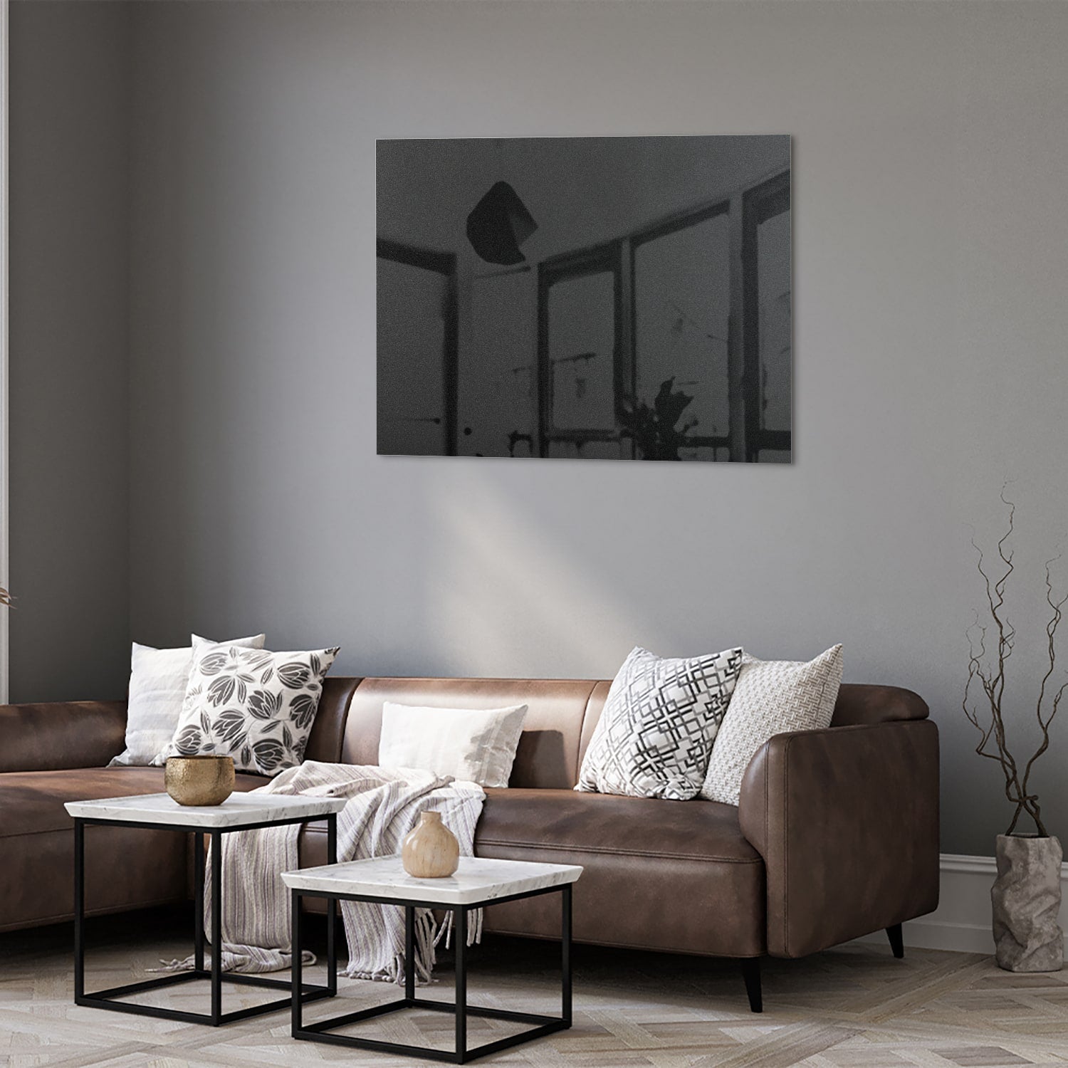 Glänzendes schwarzes Glasbild für ein modernes Interieur