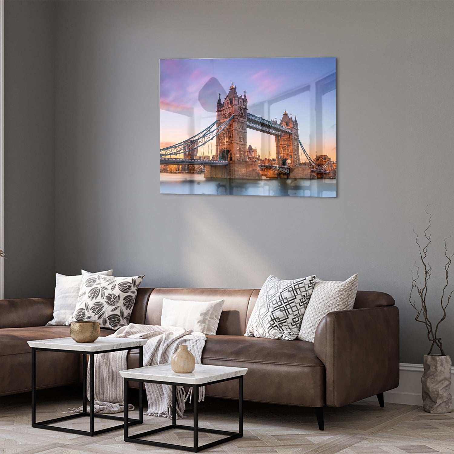 Glasbild mit der Tower Bridge in London