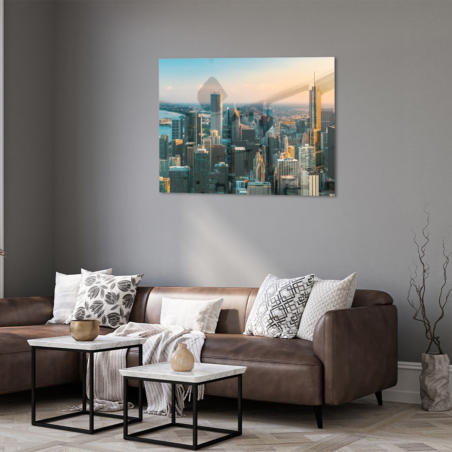 Stadtblick – Glasbild für moderne Innenräume