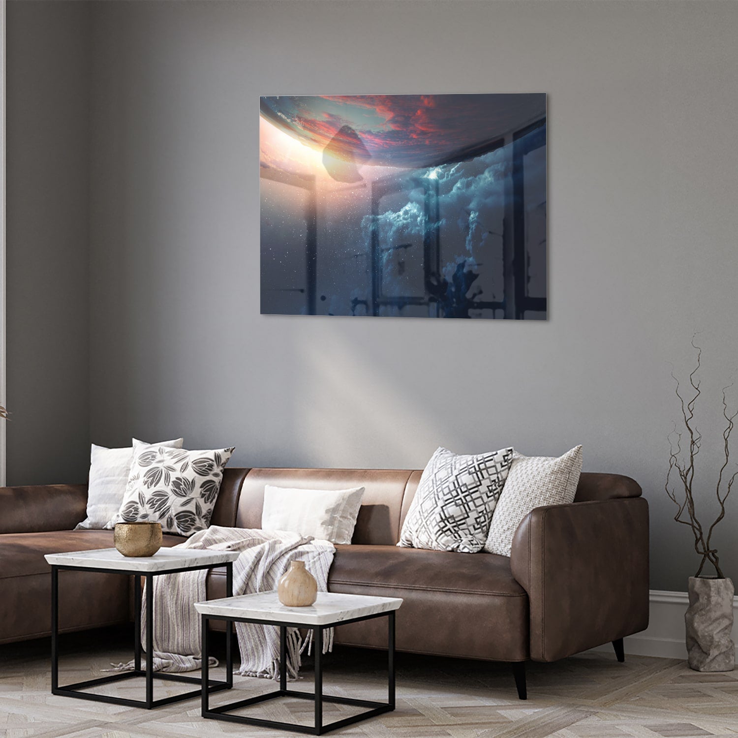 Glasbild mit kosmischem Ausblick