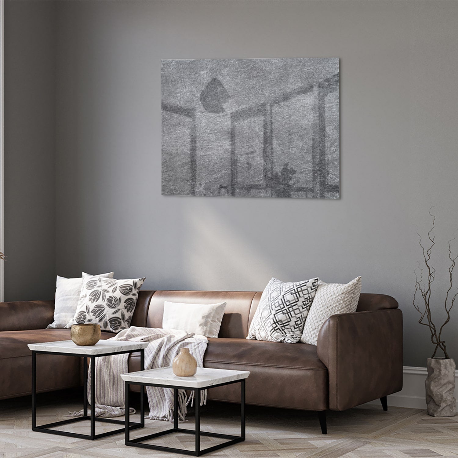 Modernes Glasbild in Grautönen für Ihr Interieur