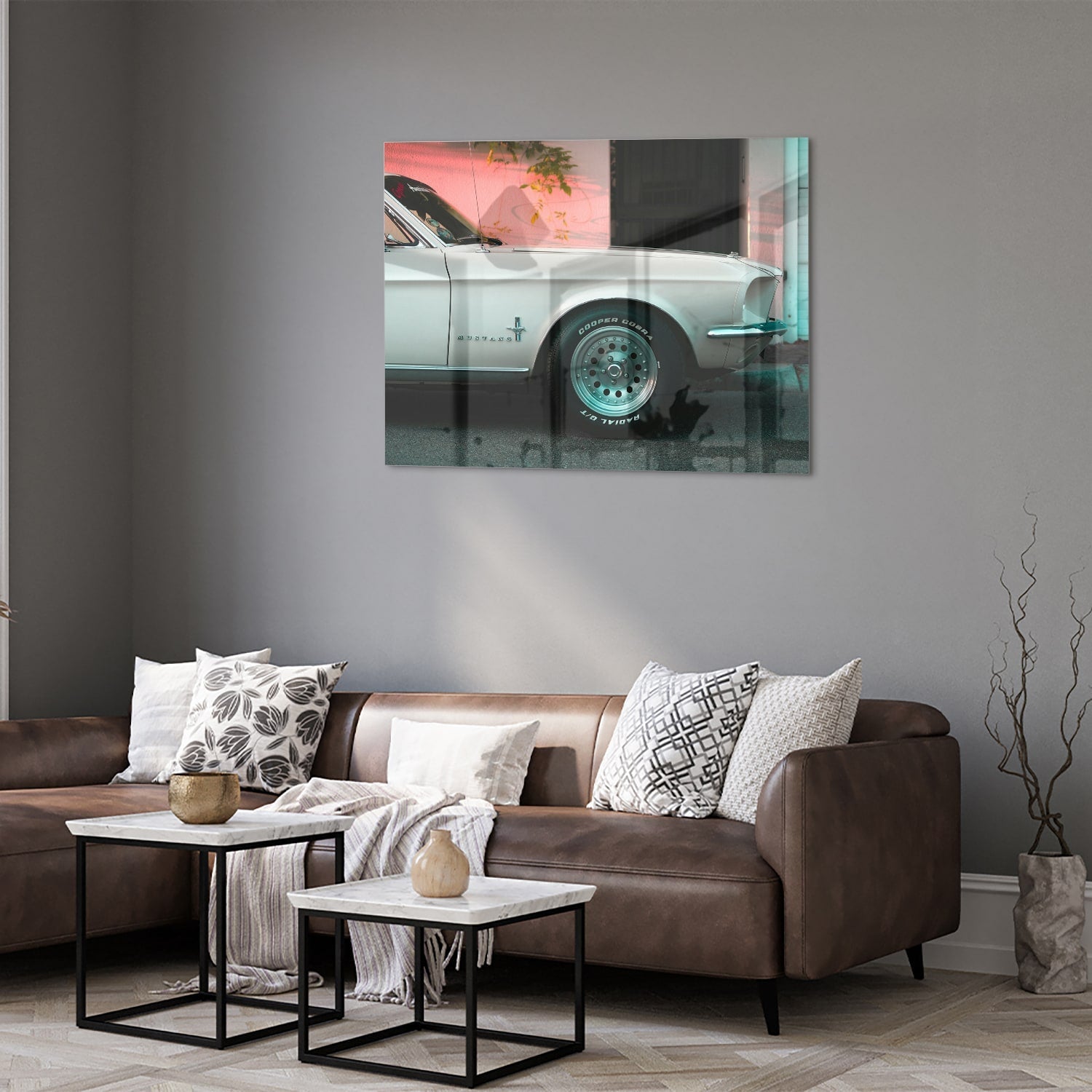 Vintage-Auto-Glasbild für luxuriöse Innenräume
