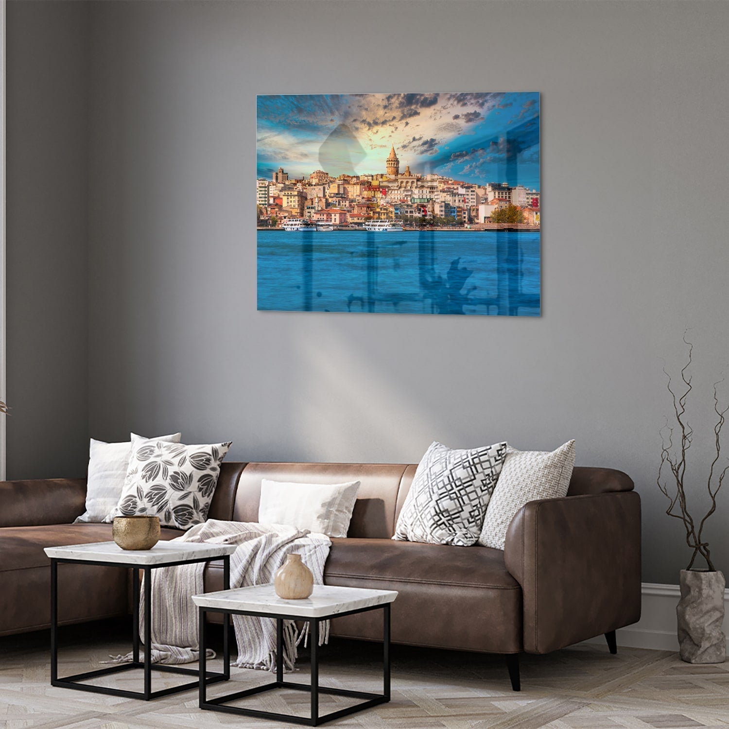 Glasbild – Stadt am See