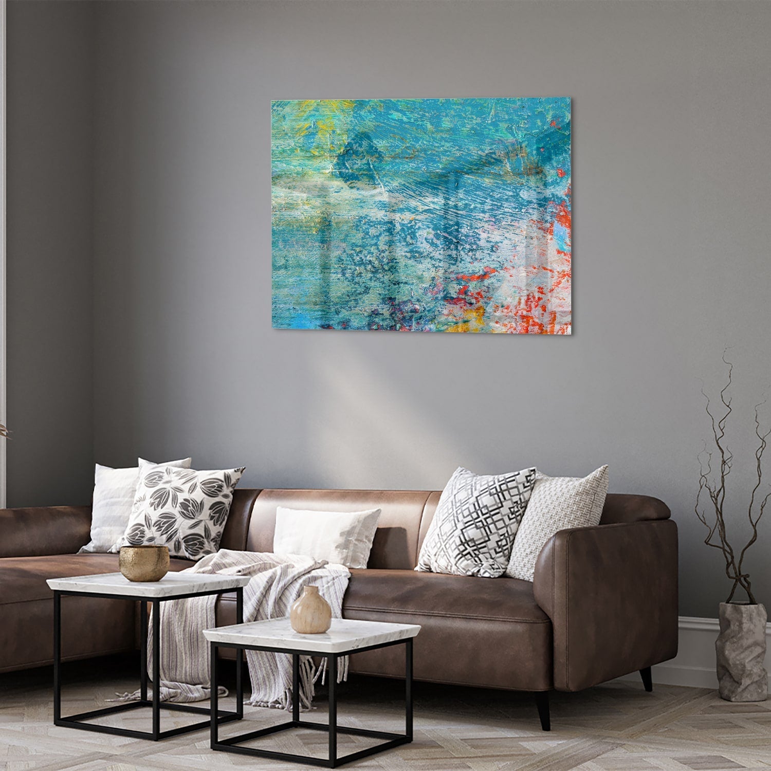 Farbenfrohes Glasbild mit abstraktem Muster