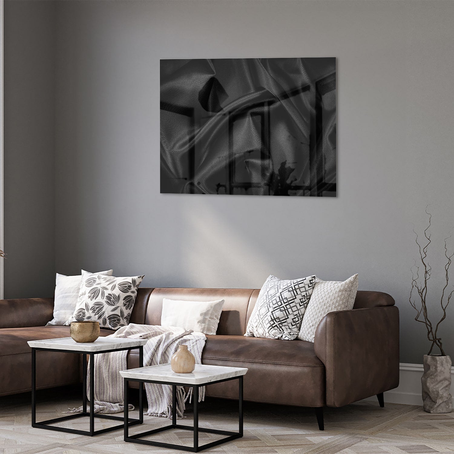 Stilvolles schwarzes Glasbild für ein modernes Interieur
