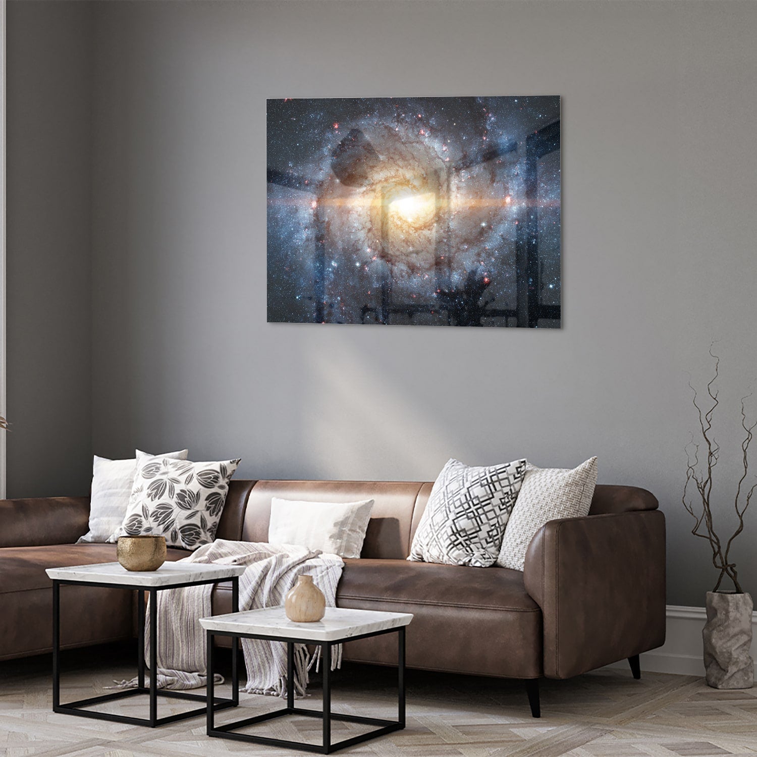 Glasbild mit einer zauberhaften Galaxie