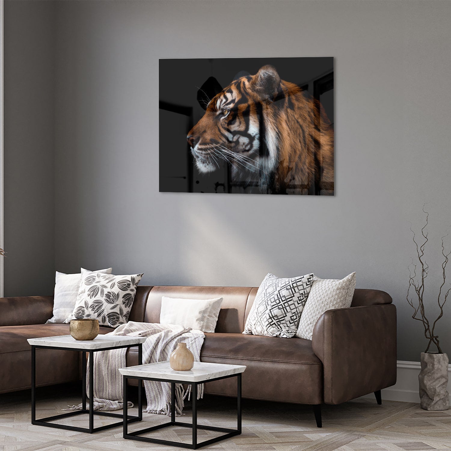 Glasbild mit majestätischen Tigern