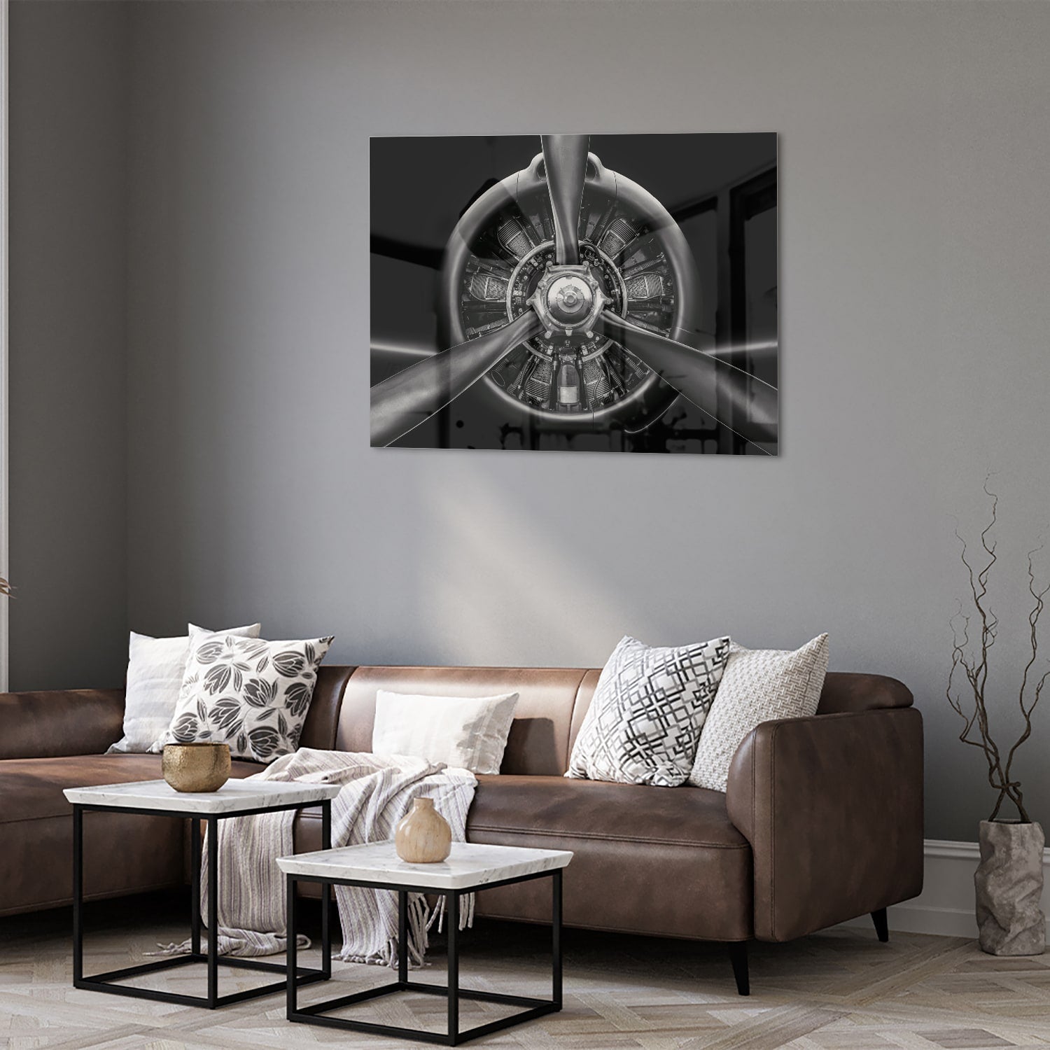 Glasbild mit einem Vintage-Propeller