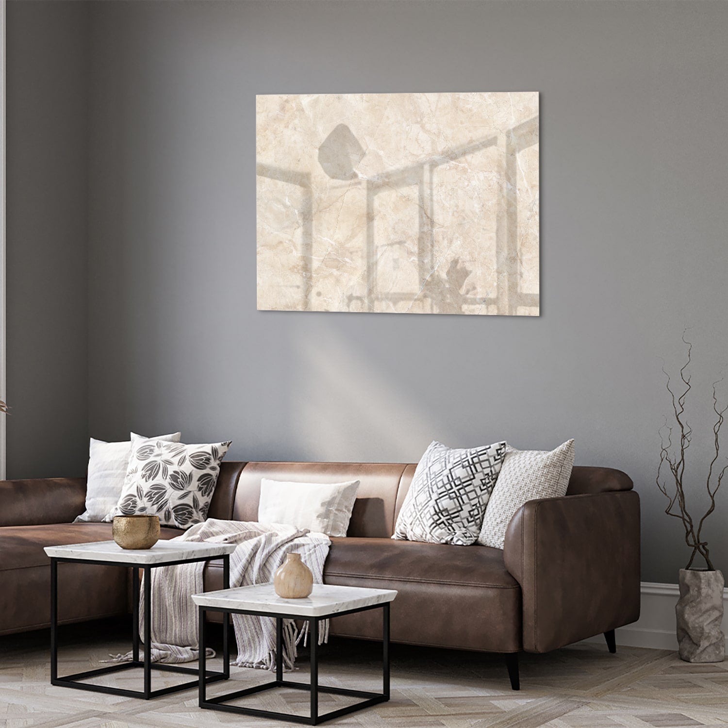 Elegantes Glasbild mit natürlichen Farbtönen