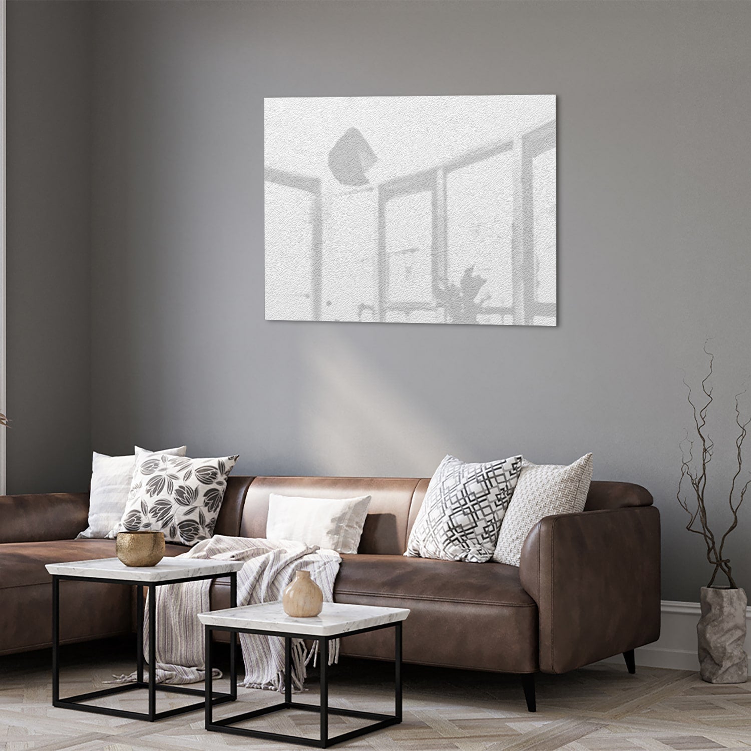 Minimalistisches Glasbild mit Fensterreflexion