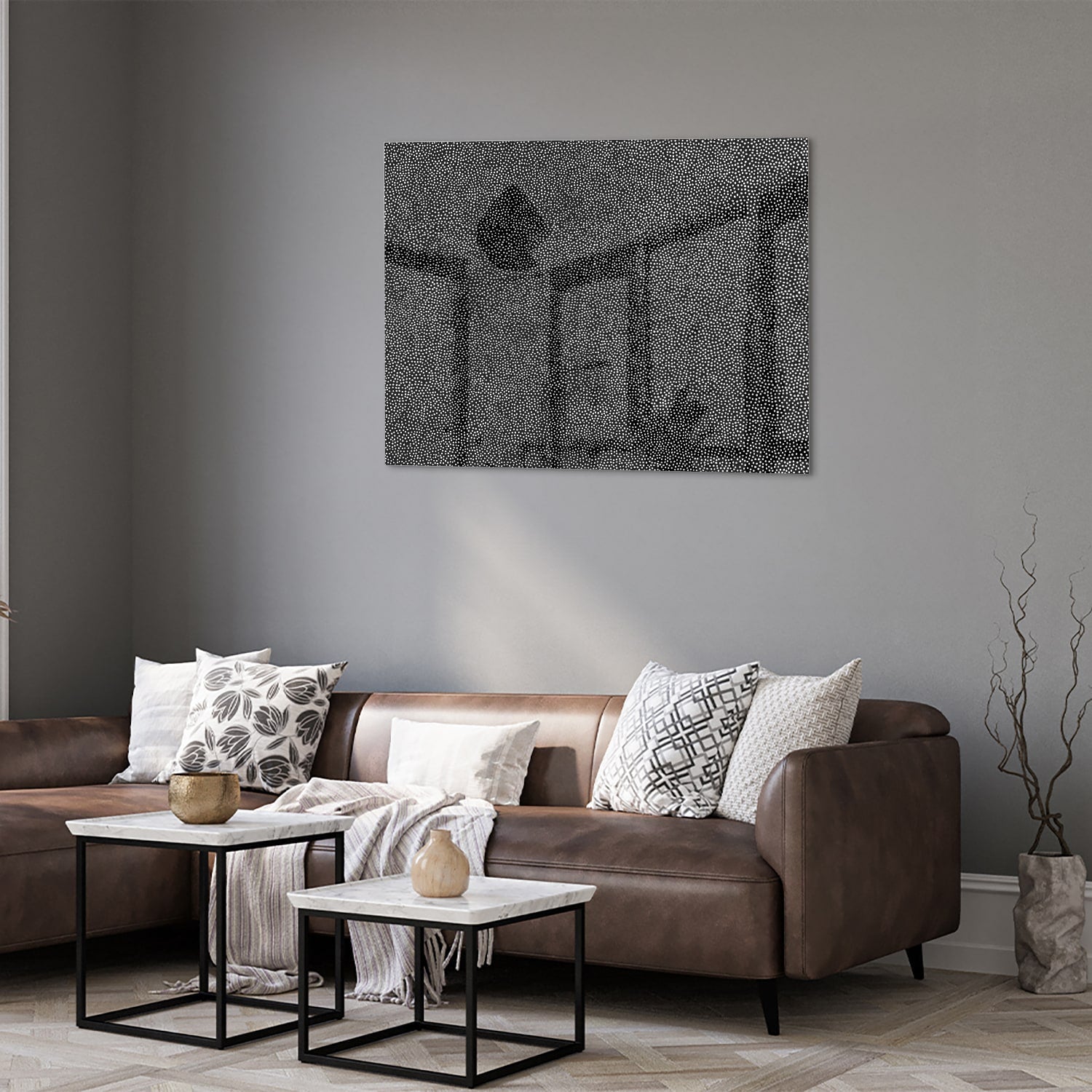 Modernes Glasbild mit abstraktem Muster