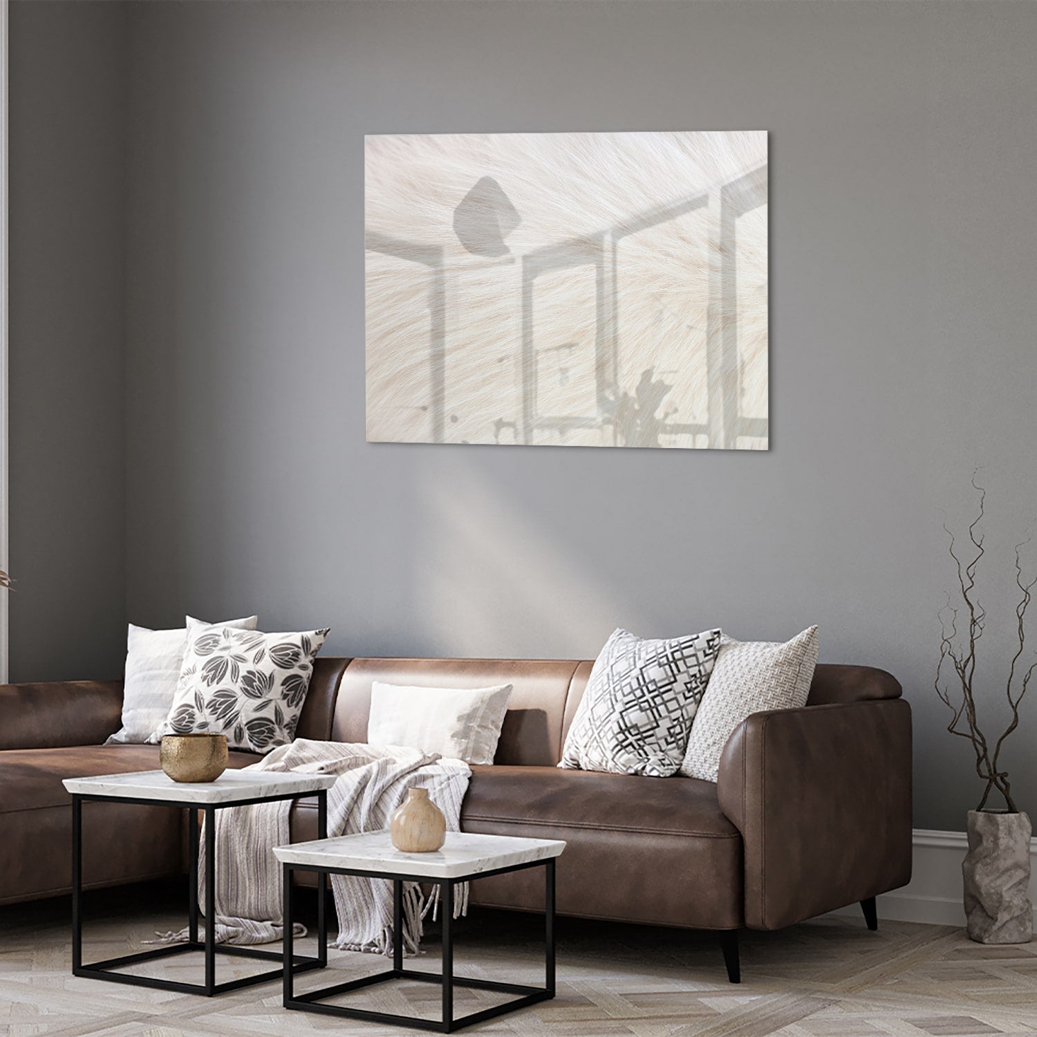 Minimalistisches Glasbild mit Naturmotiv