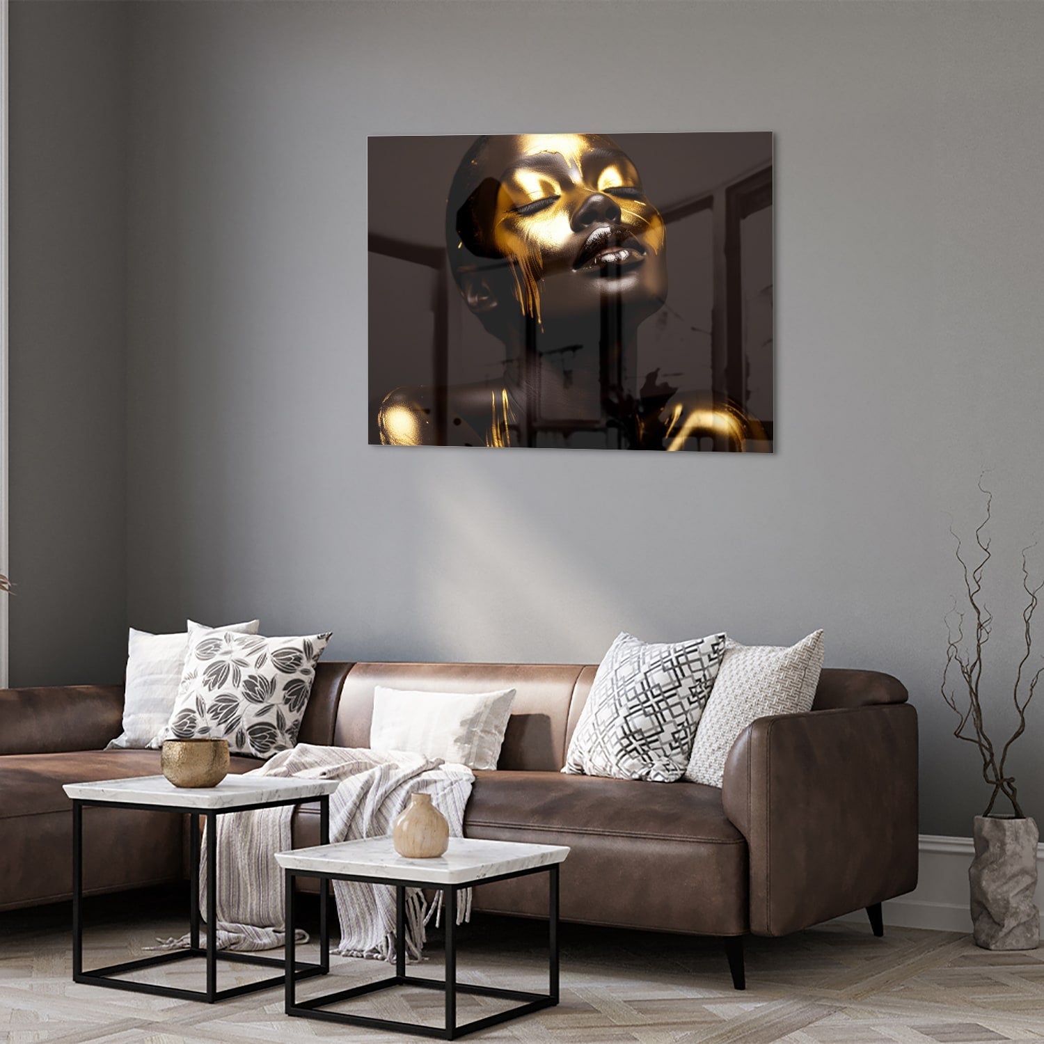 Elegantes Glasbild mit goldenen Akzenten