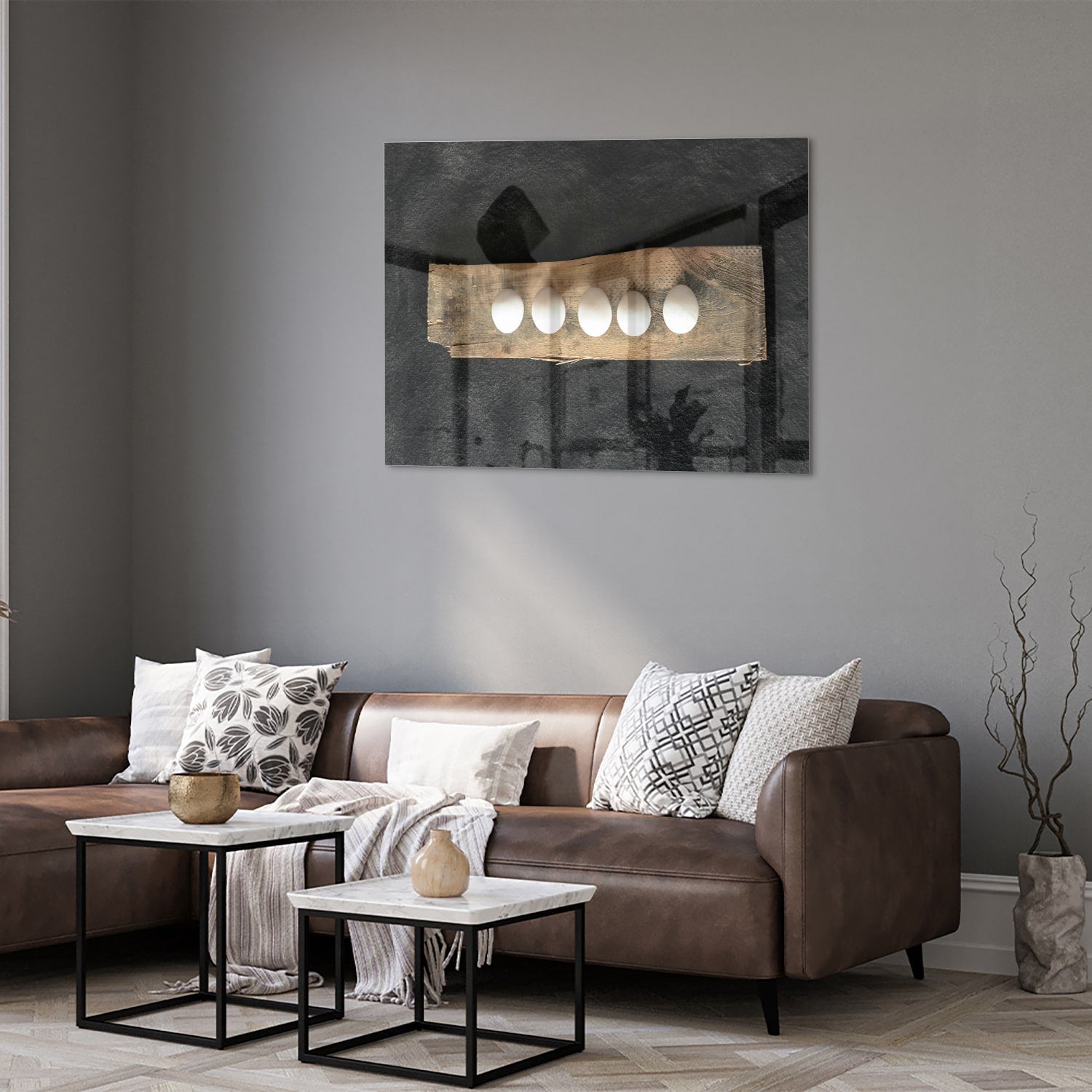 Elegantes Glasbild mit beleuchteten Akzenten