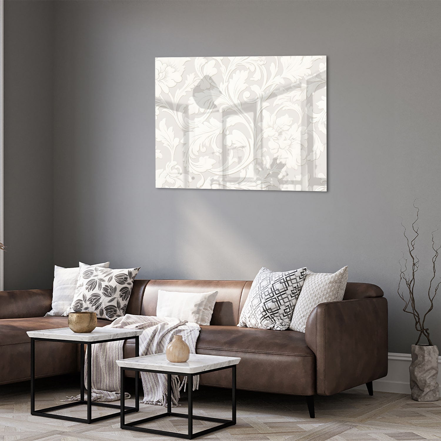 Elegantes Glasbild mit Blumenmotiv