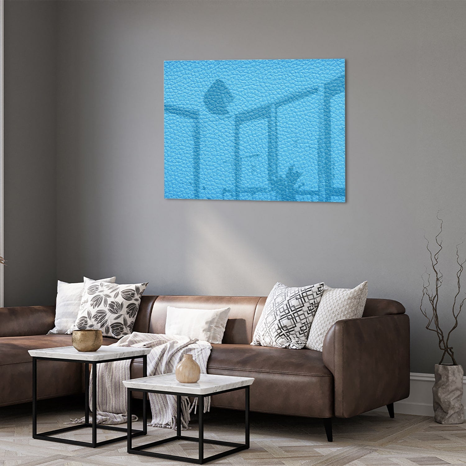 Modernes blaues Glasbild für ein stilvolles Interieur