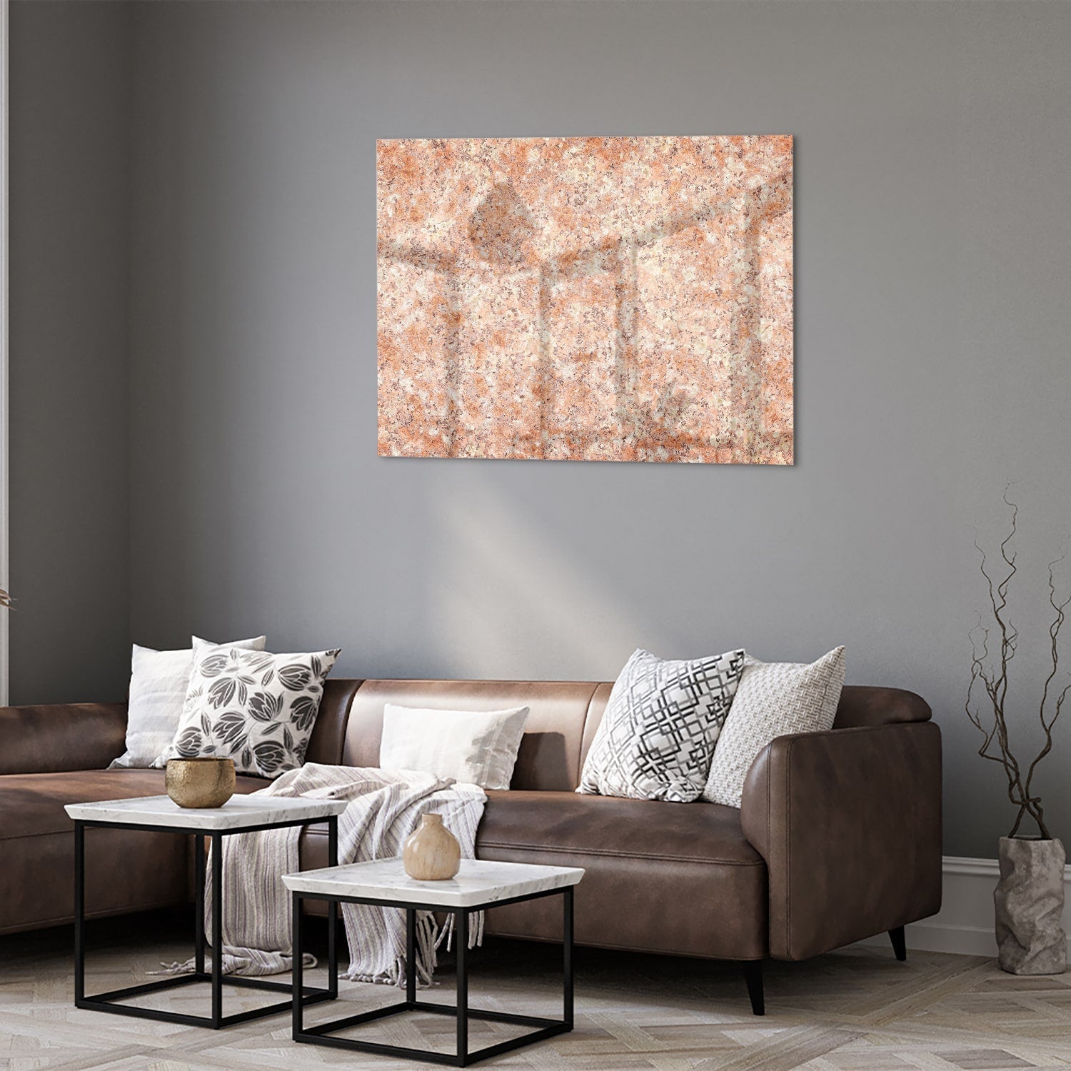Glasbild in sanftem Rosa und Gold